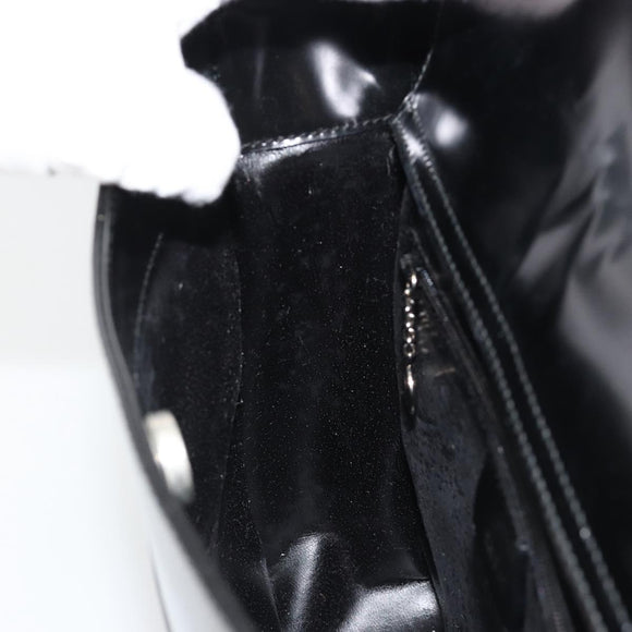 GUCCI Shoulder Bag Patent Leather Black Silver 000 1013 0506 Auth 189490