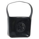 GUCCI Shoulder Bag Patent Leather Black Silver 000 1013 0506 Auth 189490-1