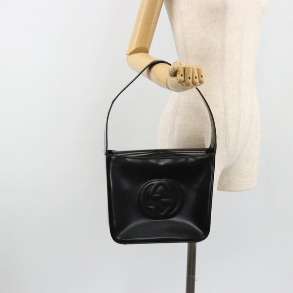 GUCCI Shoulder Bag Patent Leather Black Silver 000 1013 0506 Auth 189490