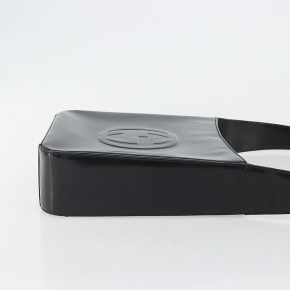 GUCCI Shoulder Bag Patent Leather Black Silver 000 1013 0506 Auth 189490