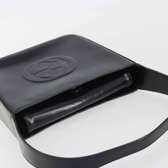 GUCCI Shoulder Bag Patent Leather Black Silver 000 1013 0506 Auth 189490