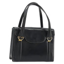GUCCI Hand Bag Leather Black Gold Auth 189492-1