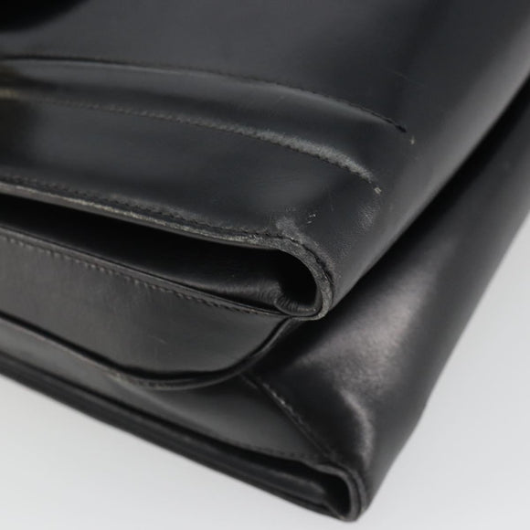 GUCCI Hand Bag Leather Black Gold Auth 189492