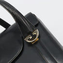 GUCCI Hand Bag Leather Black Gold Auth 189492-14