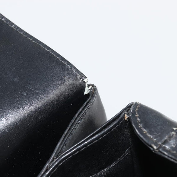 GUCCI Hand Bag Leather Black Gold Auth 189492