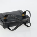 GUCCI Hand Bag Leather Black Gold Auth 189492-7