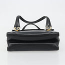 GUCCI Hand Bag Leather Black Gold Auth 189492-9