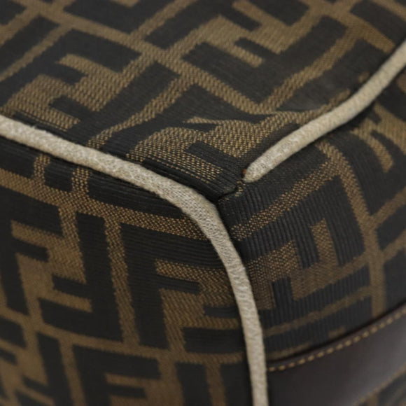 FENDI Zucca Canvas Hand Bag Black Brown Auth 189495