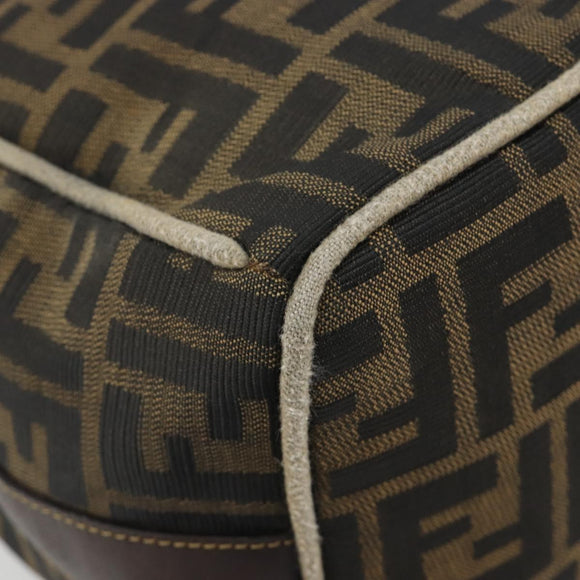 FENDI Zucca Canvas Hand Bag Black Brown Auth 189495