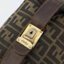 FENDI Zucca Canvas Hand Bag Black Brown Auth 189495-19