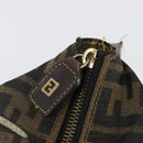 FENDI Zucca Canvas Hand Bag Black Brown Auth 189495-21