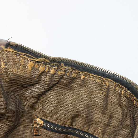FENDI Zucca Canvas Hand Bag Black Brown Auth 189495