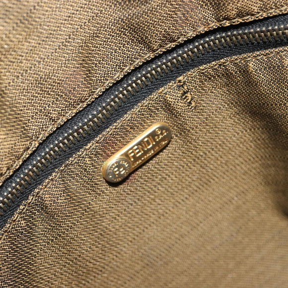 FENDI Zucca Canvas Hand Bag Black Brown Auth 189495