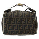 FENDI Zucca Canvas Hand Bag Black Brown Auth 189495-13