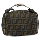 FENDI Zucca Canvas Hand Bag Black Brown Auth 189495-2