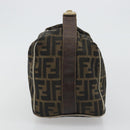 FENDI Zucca Canvas Hand Bag Black Brown Auth 189495-3