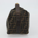 FENDI Zucca Canvas Hand Bag Black Brown Auth 189495-4