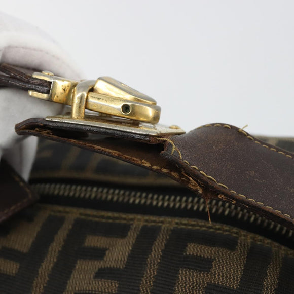 FENDI Zucca Canvas Hand Bag Black Brown Auth 189495