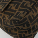 FENDI Zucca Canvas Mamma Baguette Shoulder Bag Black Brown Auth 189496SAM-15