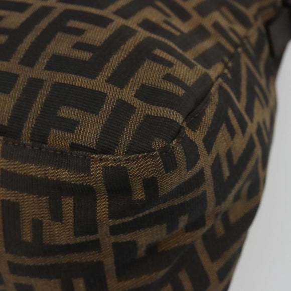 FENDI Zucca Canvas Mamma Baguette Shoulder Bag Black Brown Auth 189496SAM