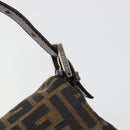 FENDI Zucca Canvas Mamma Baguette Shoulder Bag Black Brown Auth 189496SAM-18