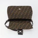 FENDI Zucca Canvas Mamma Baguette Shoulder Bag Black Brown Auth 189496SAM-20