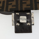 FENDI Zucca Canvas Mamma Baguette Shoulder Bag Black Brown Auth 189496SAM-9