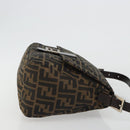 FENDI Zucca Canvas Mamma Baguette Shoulder Bag Black Brown Auth 189496SAM-3
