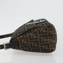 FENDI Zucca Canvas Mamma Baguette Shoulder Bag Black Brown Auth 189496SAM-4