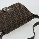 FENDI Zucca Canvas Mamma Baguette Shoulder Bag Black Brown Auth 189496SAM-6