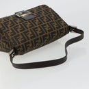 FENDI Zucca Canvas Mamma Baguette Shoulder Bag Black Brown Auth 189496SAM-7