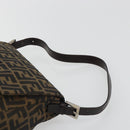 FENDI Zucca Canvas Mamma Baguette Shoulder Bag Black Brown Auth 189496SAM-8