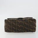 FENDI Zucca Canvas Mamma Baguette Shoulder Bag Black Brown Auth 189496SAM-5