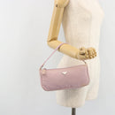 PRADA Accessory Pouch Nylon Pink Silver Auth 189497-22