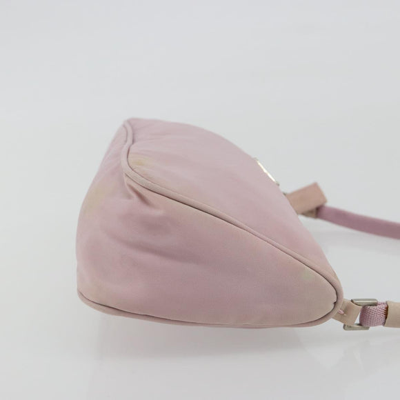 PRADA Accessory Pouch Nylon Pink Silver Auth 189497