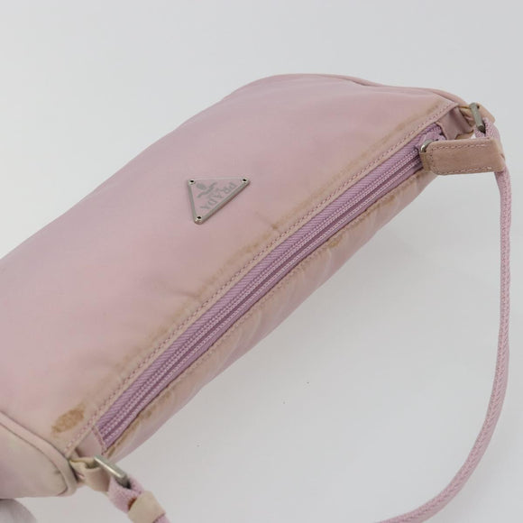 PRADA Accessory Pouch Nylon Pink Silver Auth 189497