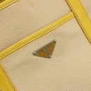 PRADA Tote Bag Canvas Beige Silver Auth 189498A-17
