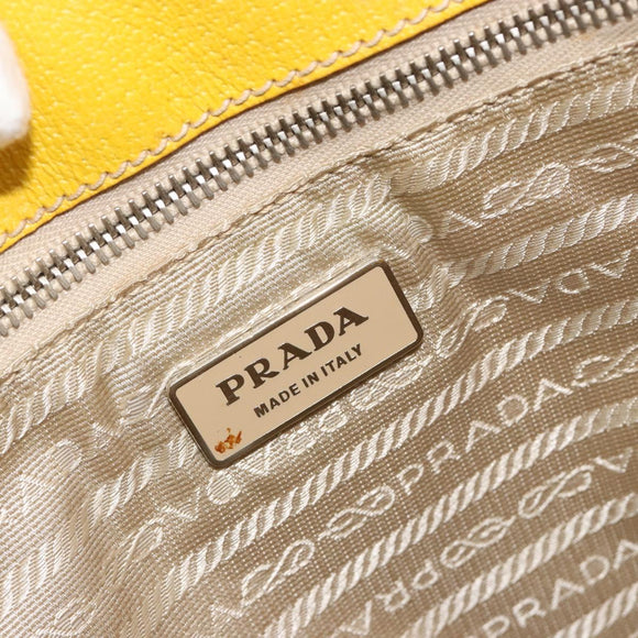 PRADA Tote Bag Canvas Beige Silver Auth 189498A