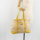 PRADA Tote Bag Canvas Beige Silver Auth 189498A-23