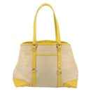PRADA Tote Bag Canvas Beige Silver Auth 189498A-2