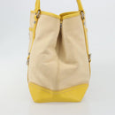 PRADA Tote Bag Canvas Beige Silver Auth 189498A-4