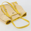 PRADA Tote Bag Canvas Beige Silver Auth 189498A-7