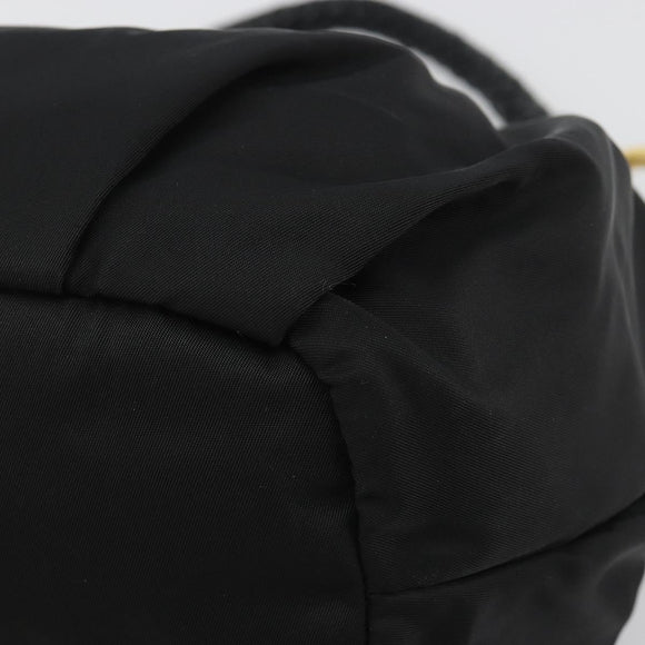 PRADA Gathered Shoulder Bag Nylon Black Gold Auth 189499V