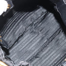 PRADA Gathered Shoulder Bag Nylon Black Gold Auth 189499V-10