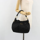 PRADA Gathered Shoulder Bag Nylon Black Gold Auth 189499V-23