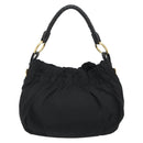 PRADA Gathered Shoulder Bag Nylon Black Gold Auth 189499V-2