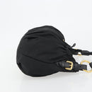 PRADA Gathered Shoulder Bag Nylon Black Gold Auth 189499V-3