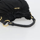 PRADA Gathered Shoulder Bag Nylon Black Gold Auth 189499V-7