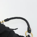 PRADA Gathered Shoulder Bag Nylon Black Gold Auth 189499V-8