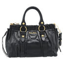 Miu Miu Hand Bag Leather 2way Black Gold Auth 189500SAM-13